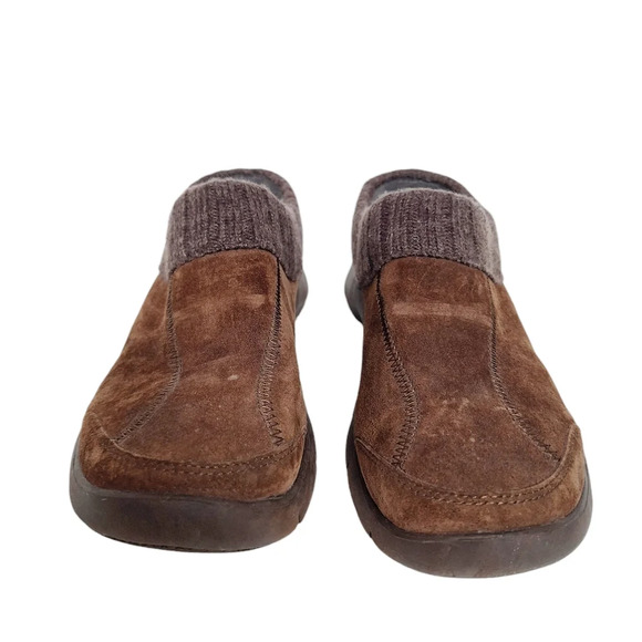 Dansko Women SZ 38/7.5 Eartha Brown Suede Slip-On Comfort Mules Clogs Shoes - Picture 4 of 15